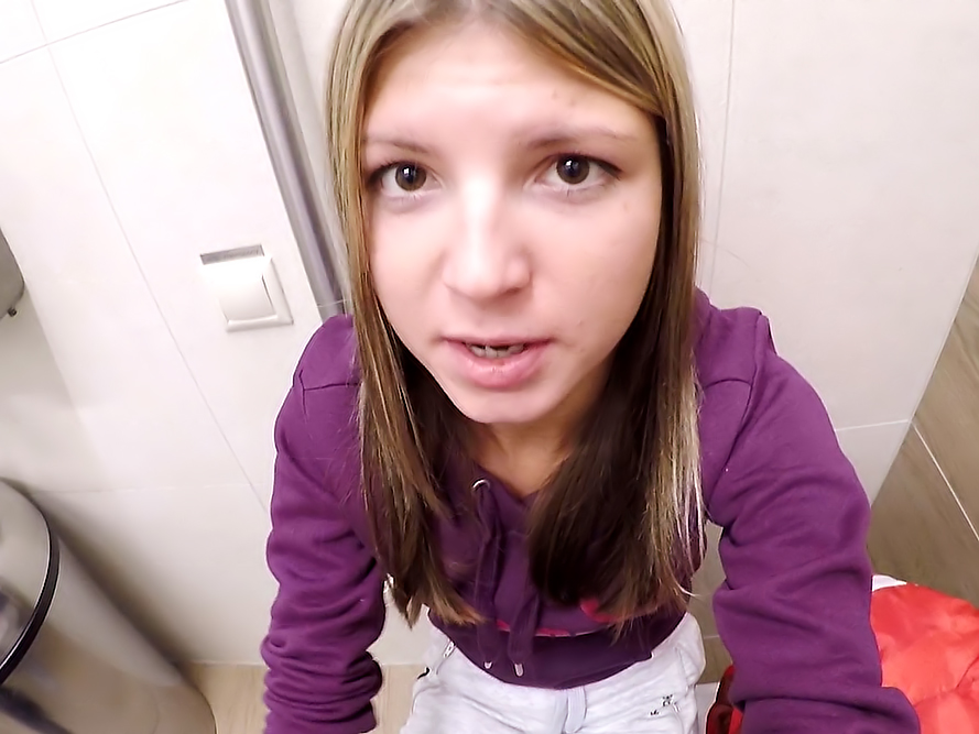 Blonde teen Gina Gerson gets pounded in the bathroom.
